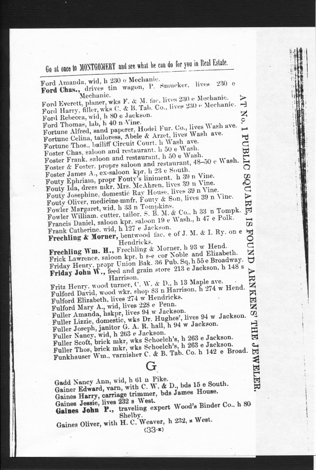 Fullers 1892 Shelbyville City Directory
